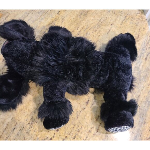 Mary Meyer Black Pipi Poodle 14" Plush Stuffed Animal w Gingham Paws & Bow - Picture 8 of 11